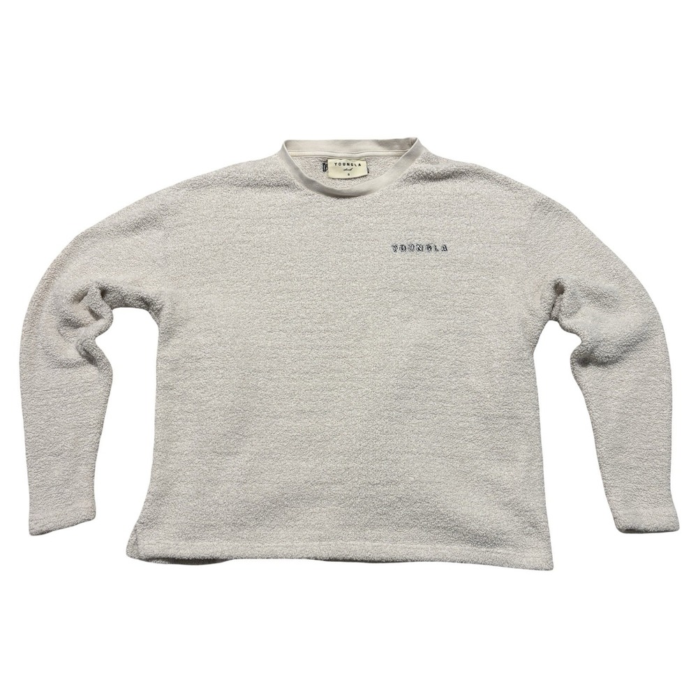 YoungLA Men's Textured Knit Sweatshirt Off White Size Small 20 x 27